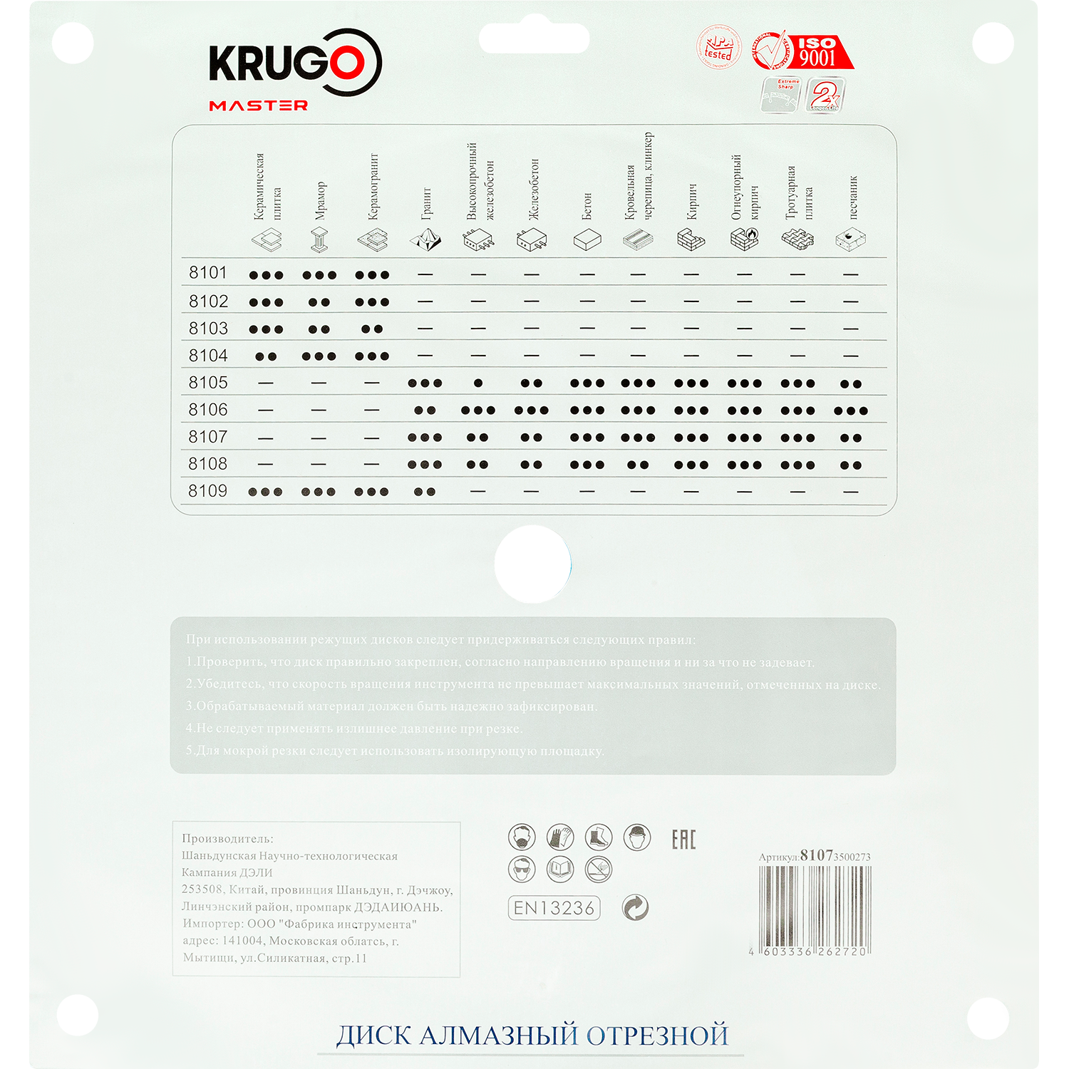 Диск алмазный Турбо сегментный KRUGO MASTER 350х3,0х25,4х10mm, 81073500273