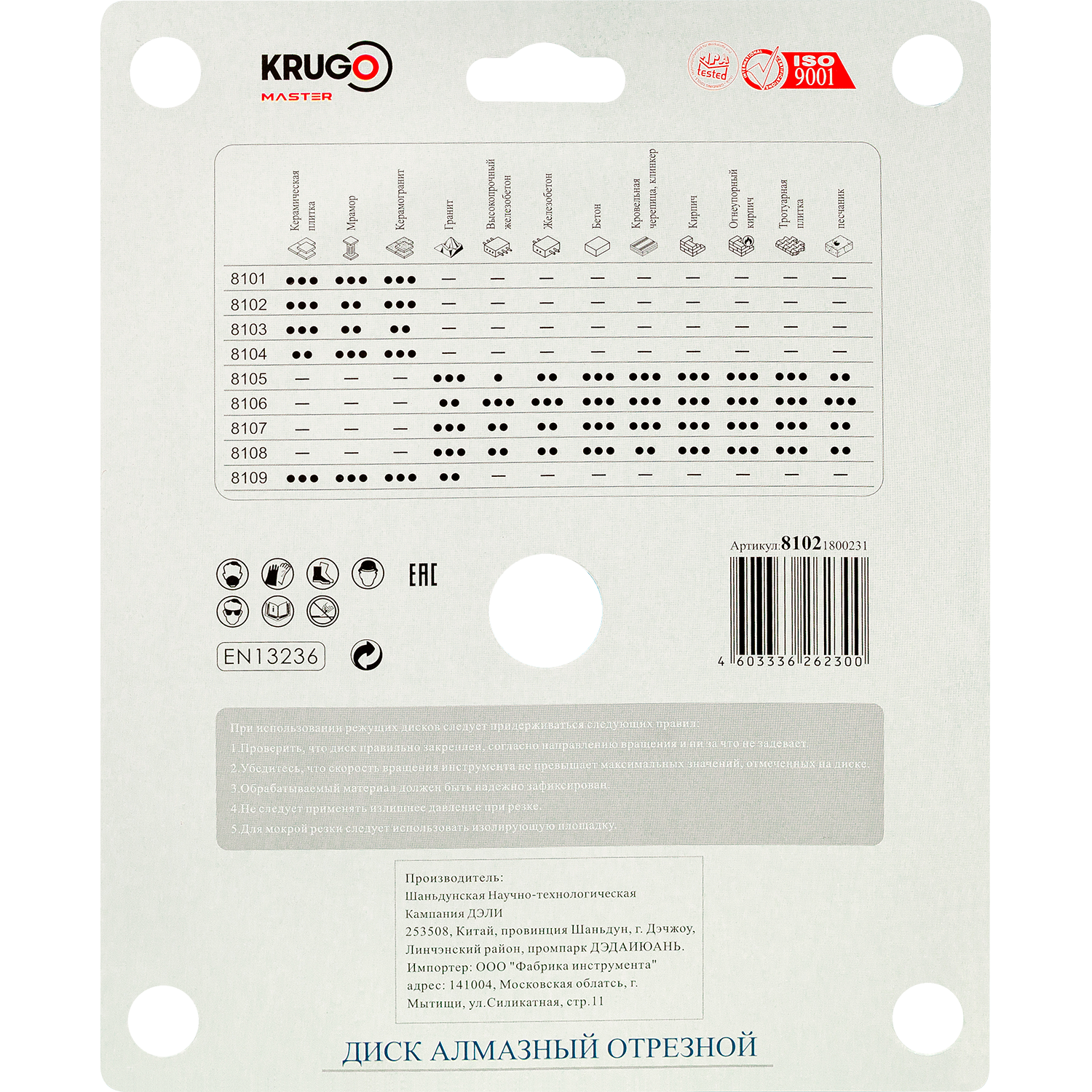 Диск алмазный Турбо ТF по керамике KRUGO MASTER 180х1,7х22,23х10mm, 81021800231