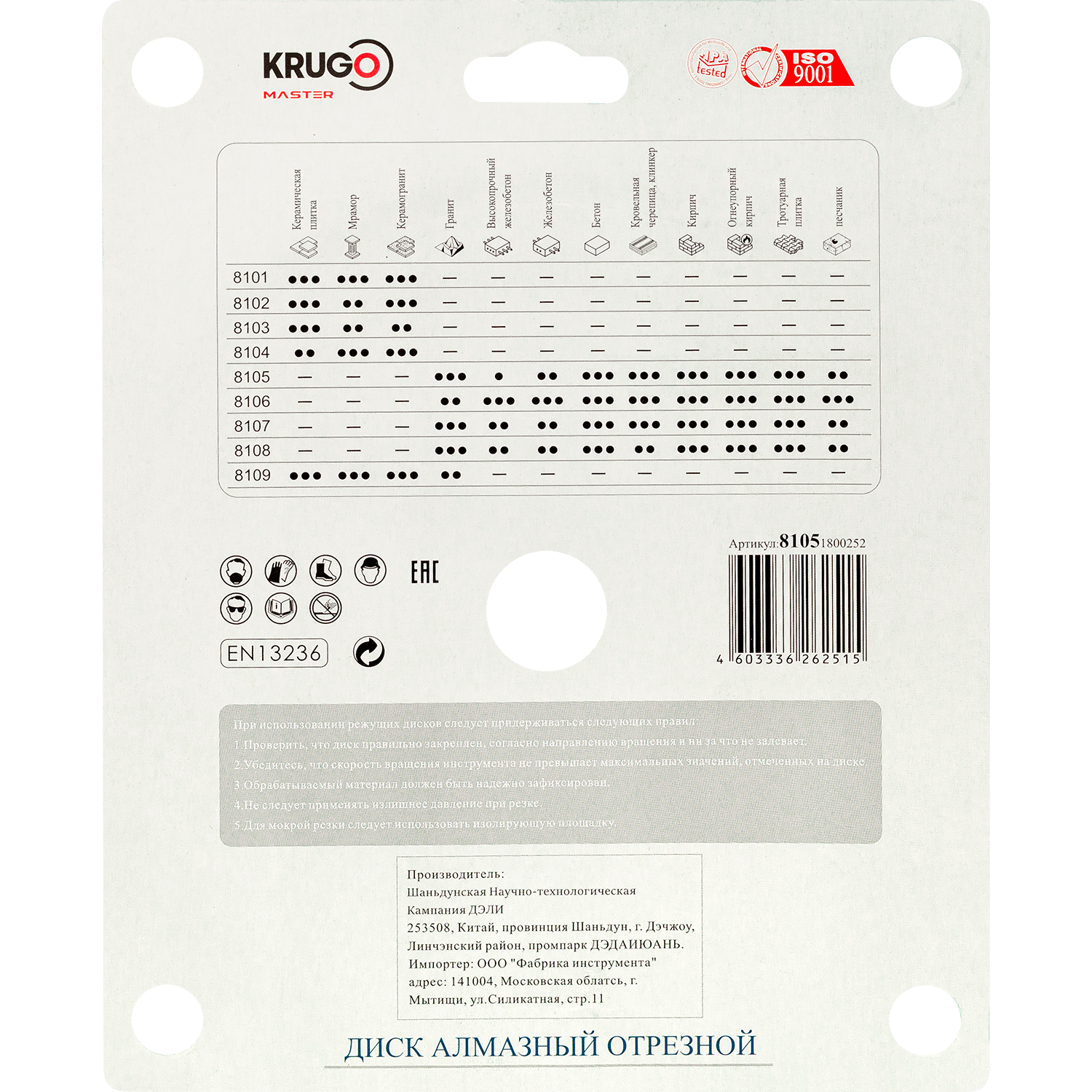 Диск алмазный сегментный турбо KRUGO MASTER по бетону 180х2,4х22,23х12mm, 81051800252